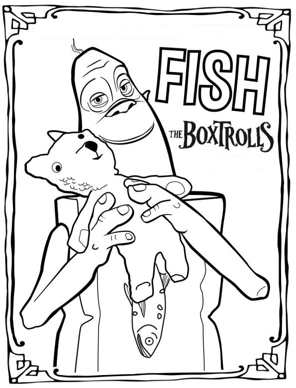 Print boxtrolls fish kleurplaat